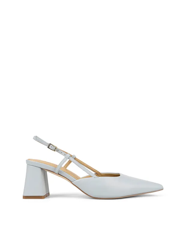 Yasmine Slingback Heels - Soft Blue Leather sold by Siren Shoes