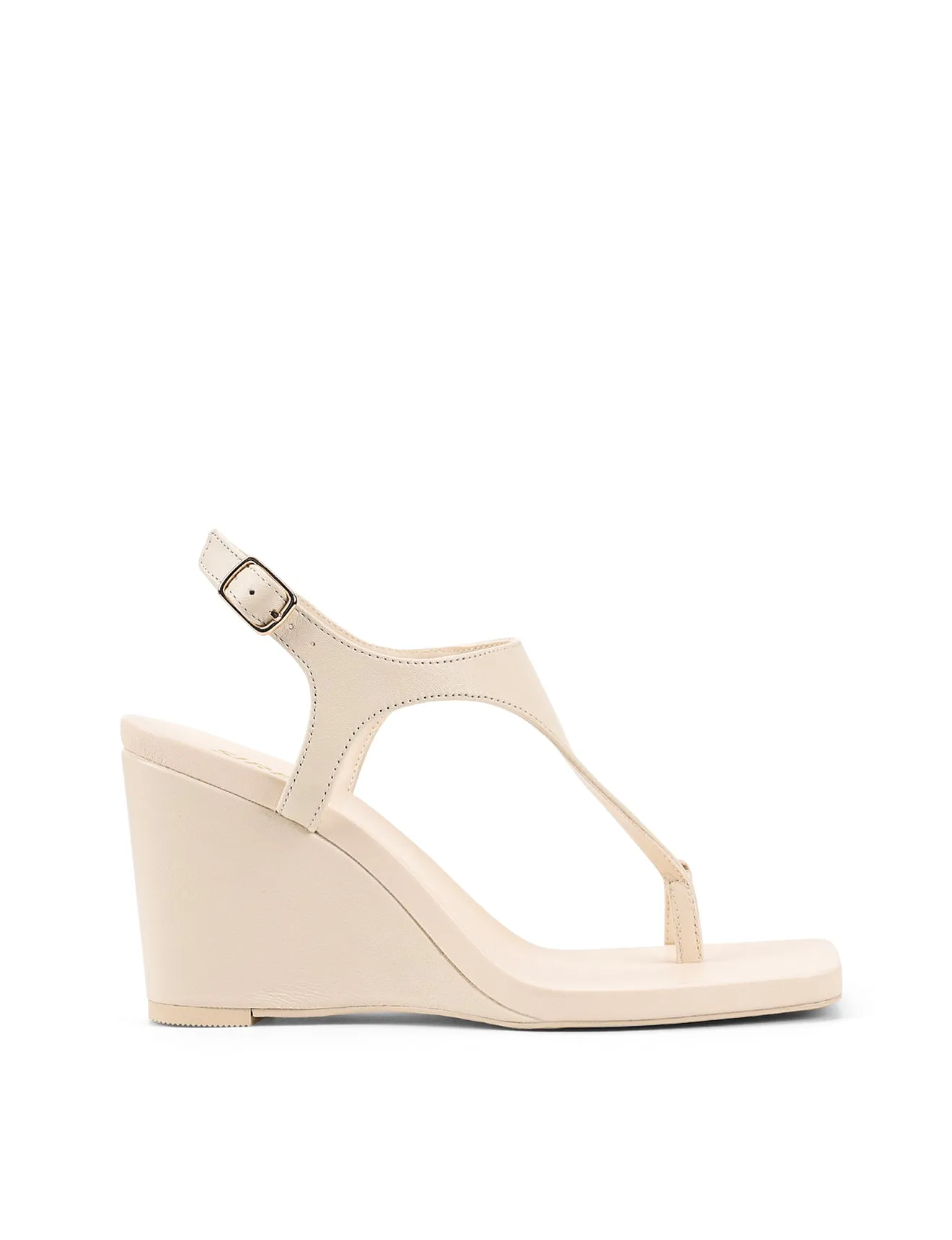 Melbourne Strappy Wedges - Cream White Leather sold by Siren Shoes