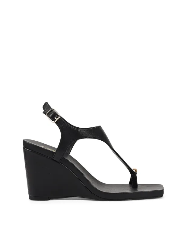 Melbourne Strappy Wedges - Black Leather sold by Siren Shoes