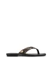Evita Flat Thongs - Brown Snake Leather sold by Siren Shoes