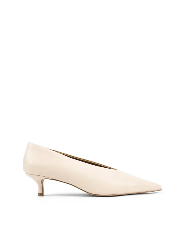 Flynn Point Toe Pumps - Cream  White Leather sold by Siren Shoes