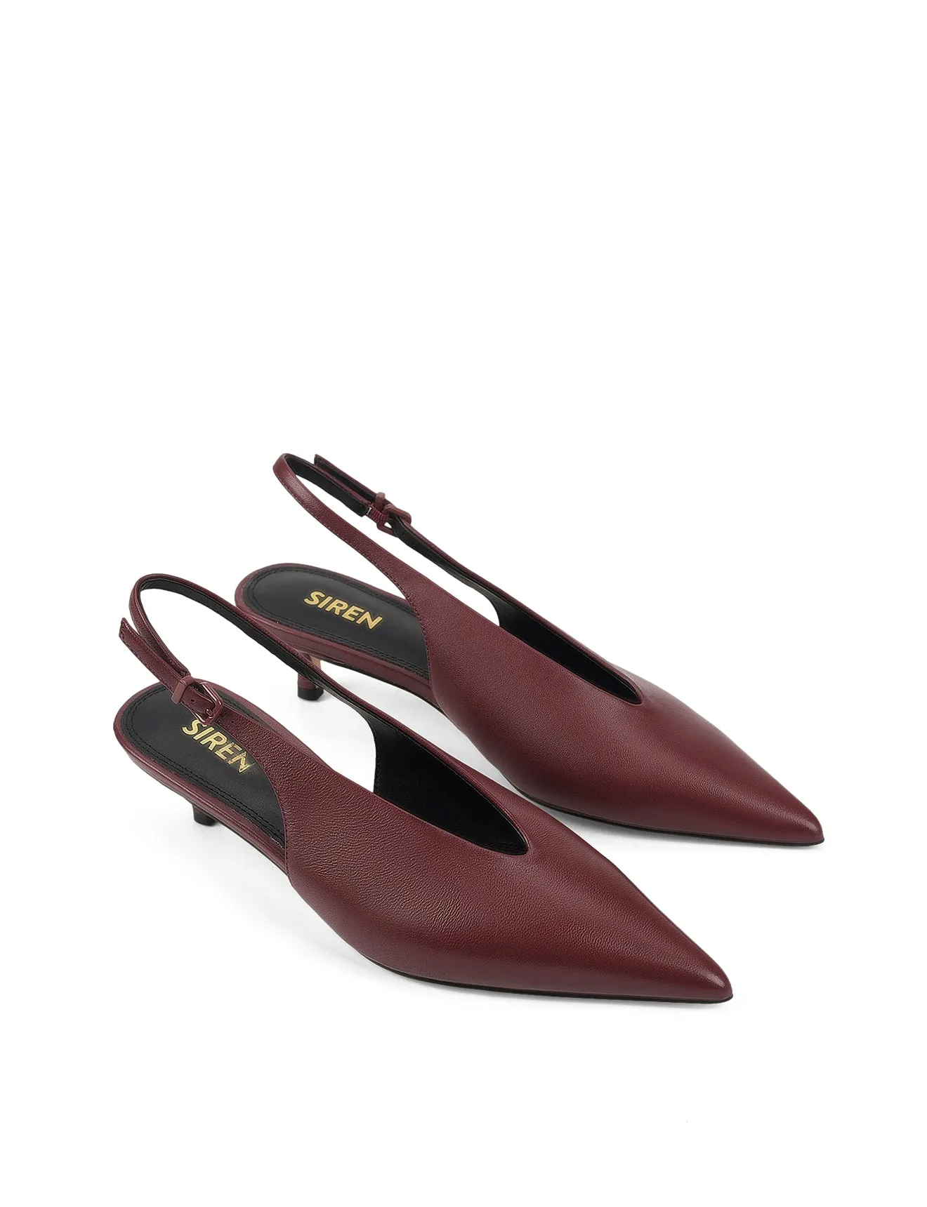 Fly Point Toe Slingbacks - Wine Leather sold by Siren Shoes product image thumbnail 2