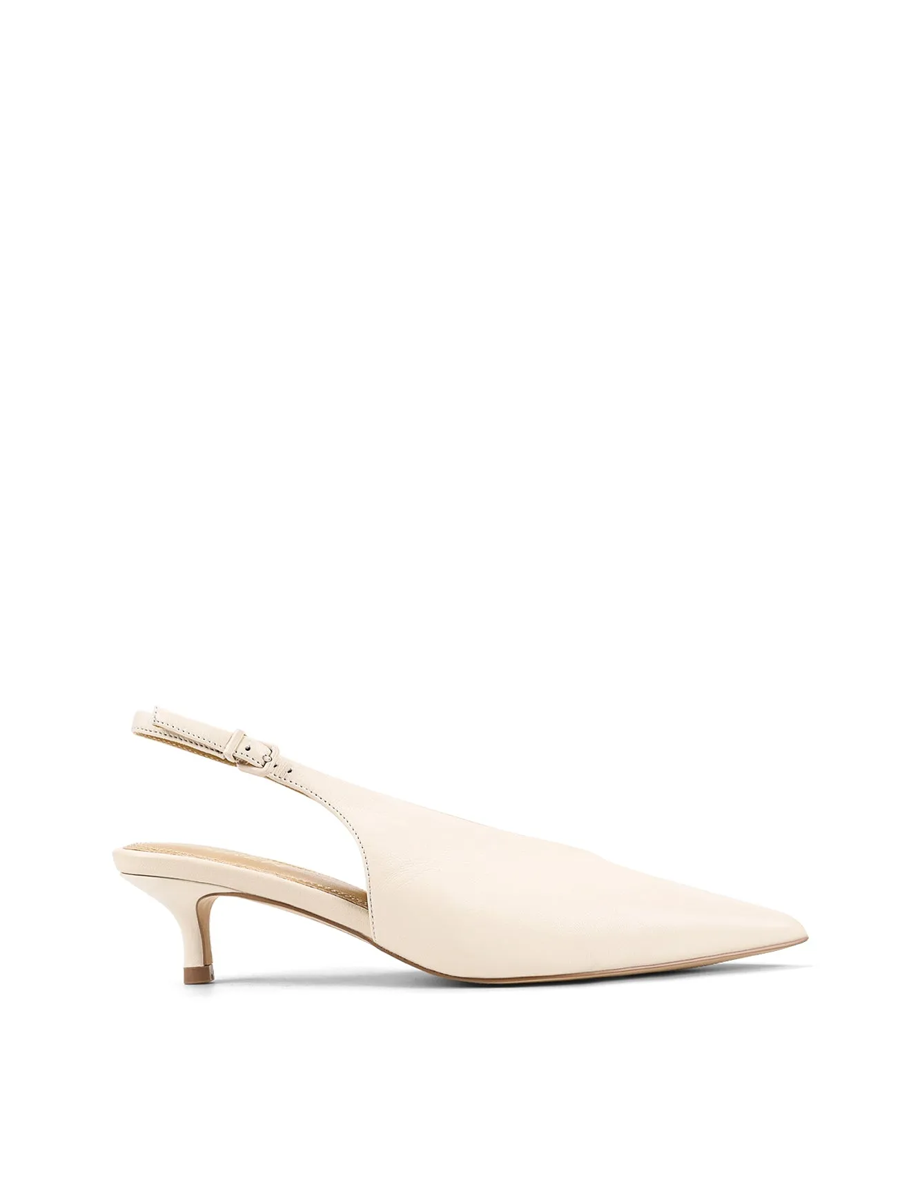 Fly Point Toe Slingbacks - Cream White Leather sold by Siren Shoes