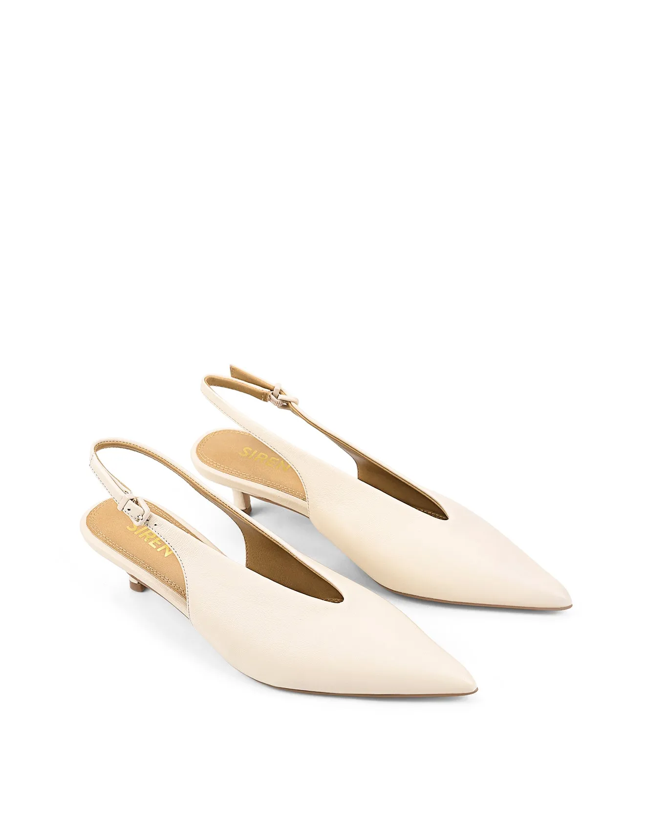 Fly Point Toe Slingbacks - Cream White Leather sold by Siren Shoes product image thumbnail 2