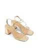 Strike Strappy Block Heels - Gold Metallic Leather sold by Siren Shoes