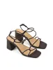 Strike Strappy Block Heels - Chocolate Brown Leather sold by Siren Shoes