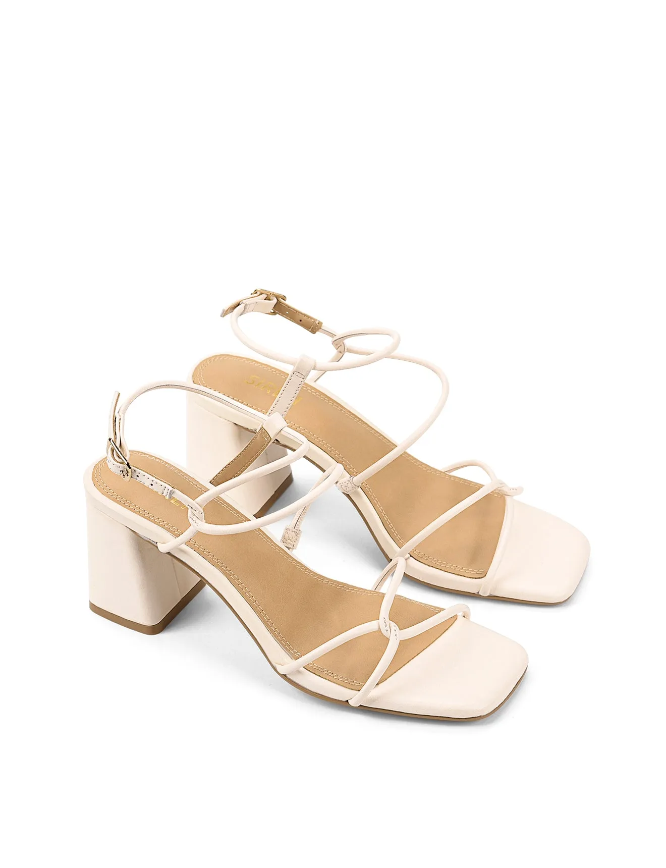 Strike Strappy Block Heels - Cream White Leather sold by Siren Shoes product image thumbnail 3