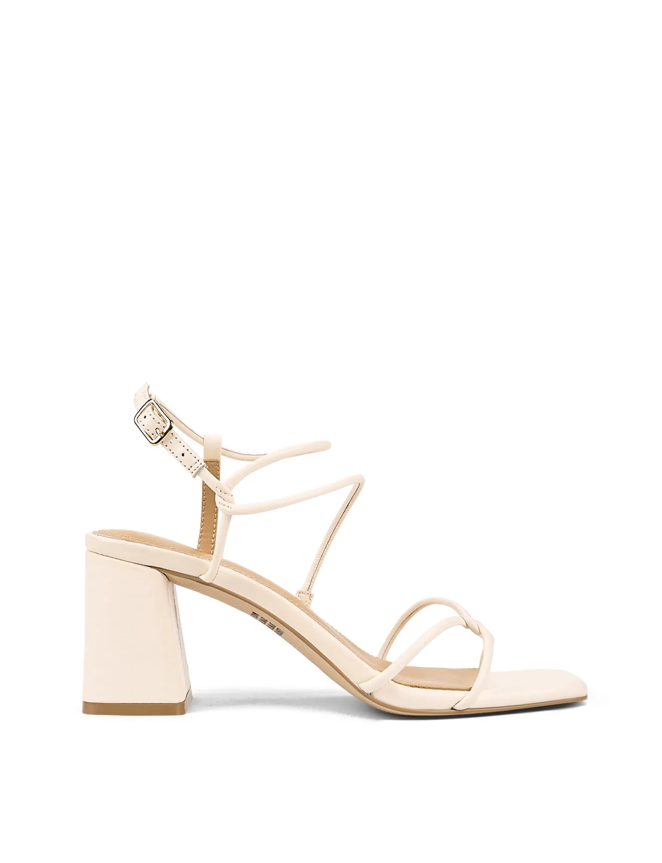 Strike Strappy Block Heels - Cream White Leather sold by Siren Shoes