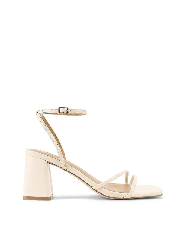 Stacie Block Heel Sandals - Cream White Leather sold by Siren Shoes