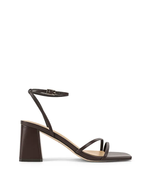 Stacie Block Heel Sandals - Chocolate Brown Leather sold by Siren Shoes