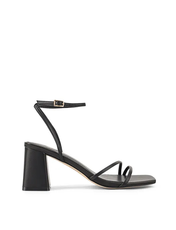Stacie Block Heel Sandals - Black Leather sold by Siren Shoes