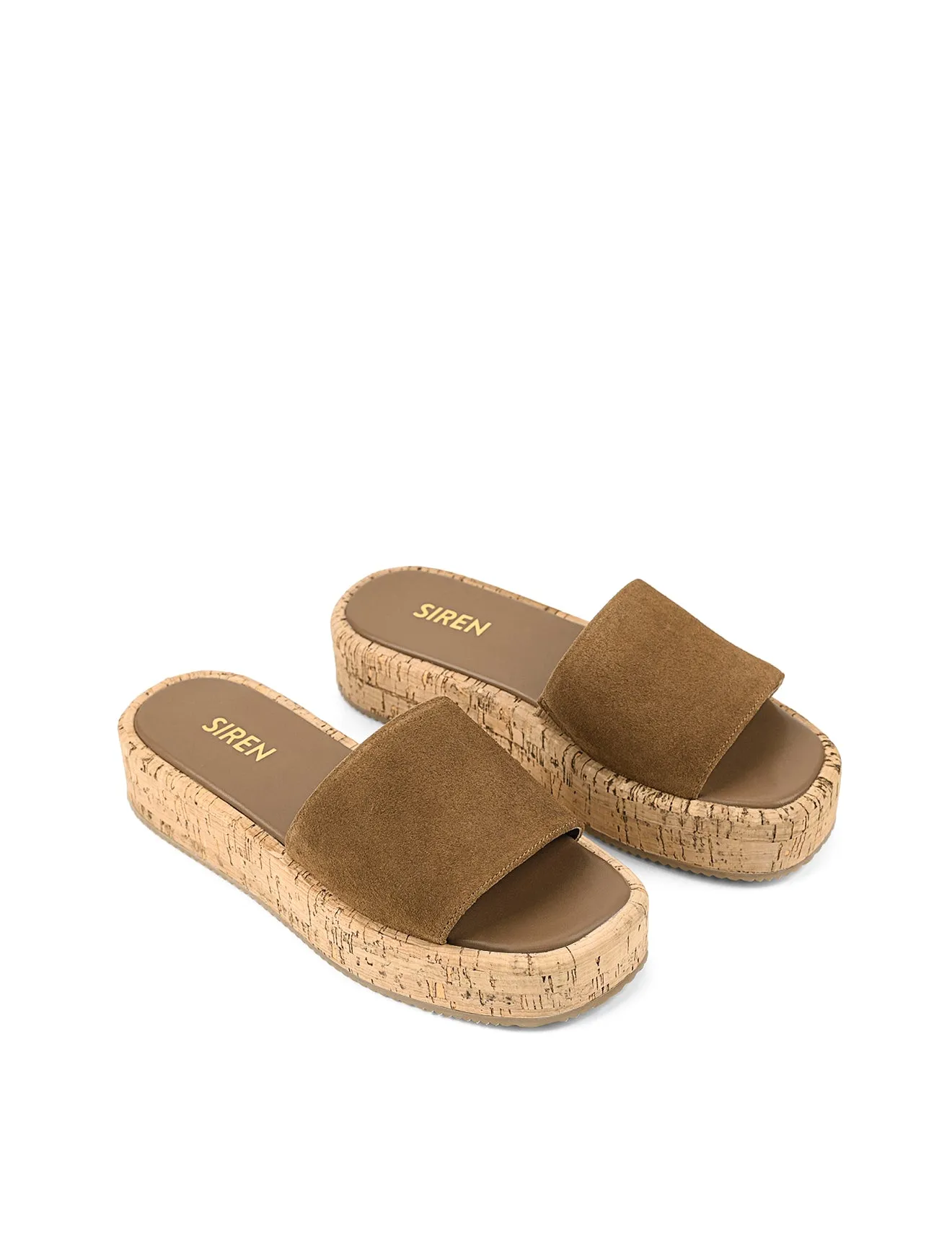 Detroit Flatform Slides - Tobacco Brown Suede & Cork sold by Siren Shoes product image thumbnail 2
