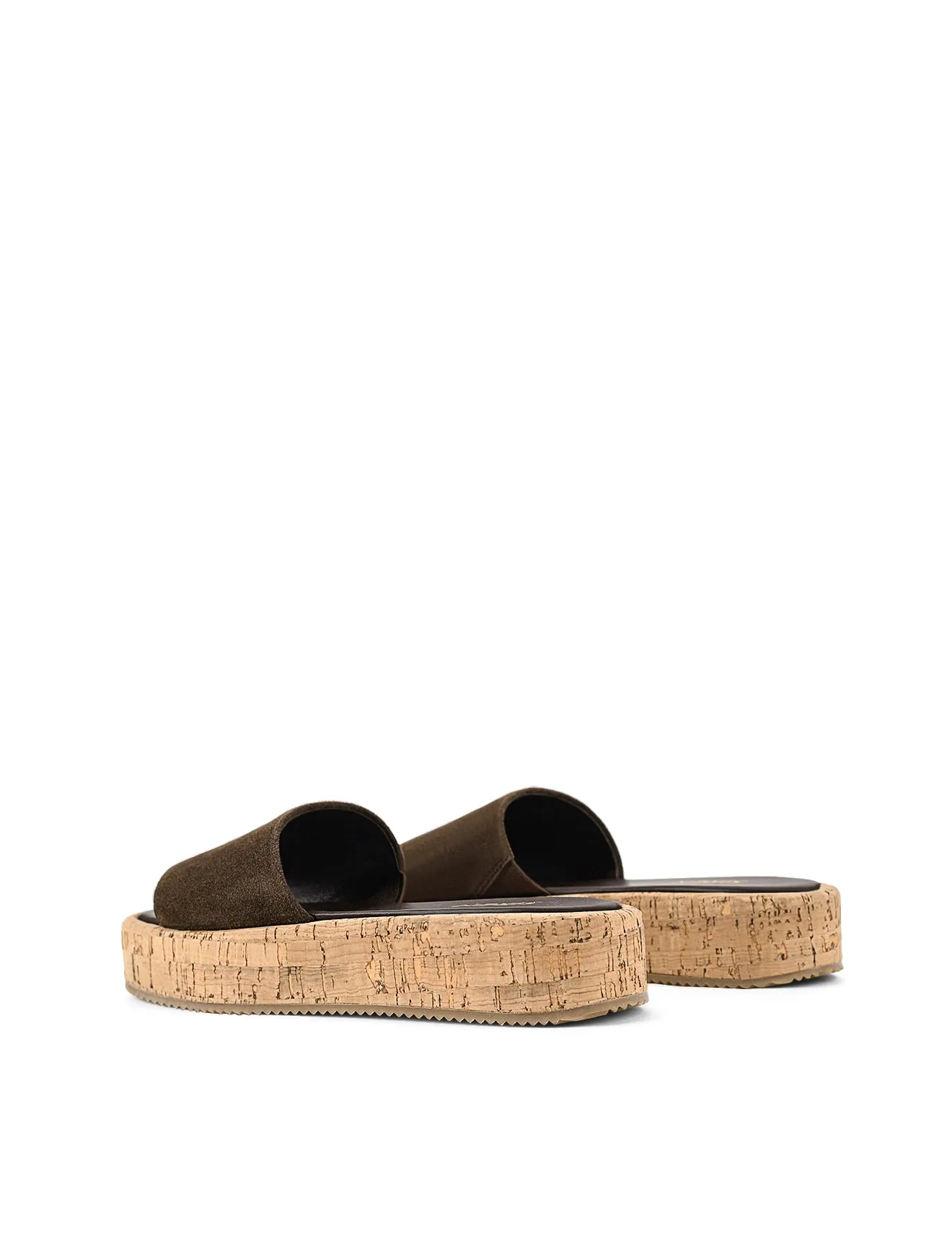 Detroit Flatform Slides - Chocolate Brown Suede & Cork sold by Siren Shoes product image thumbnail 5