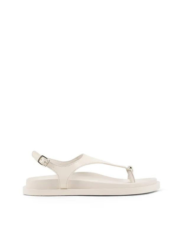 Latvia Flatform Sandals - Cream White Leather sold by Siren Shoes