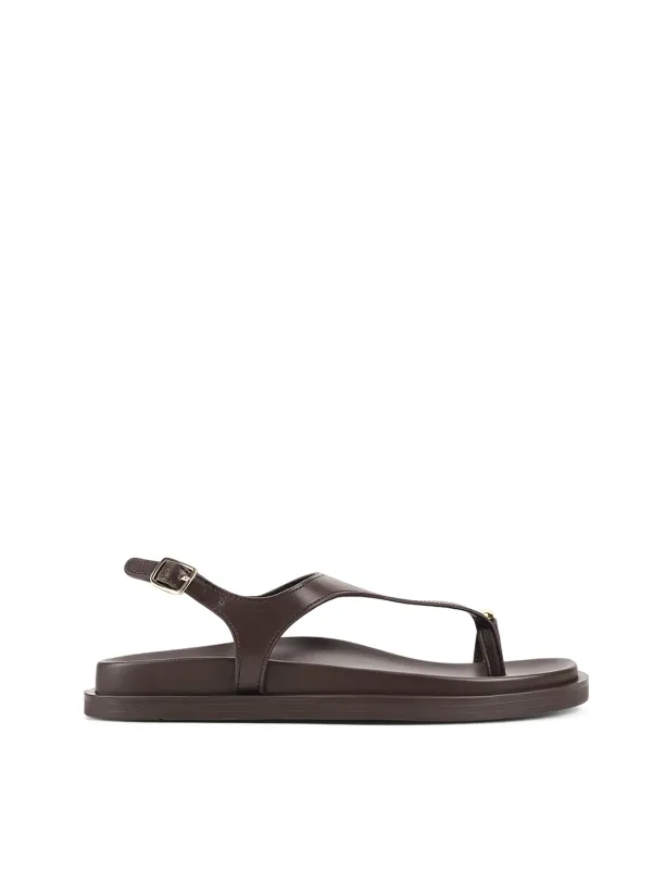 Latvia Flatform Sandals - Chocolate Brown Leather sold by Siren Shoes