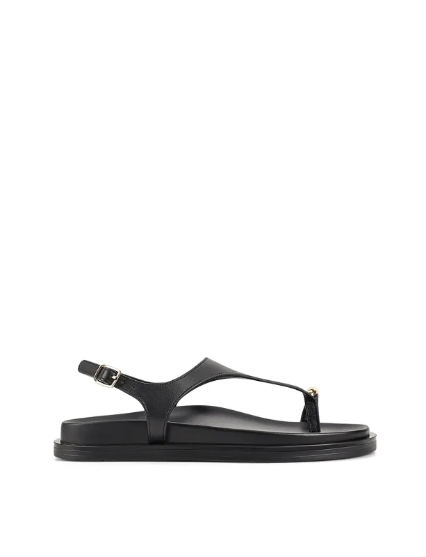 Latvia Flatform Sandals - Black Leather sold by Siren Shoes