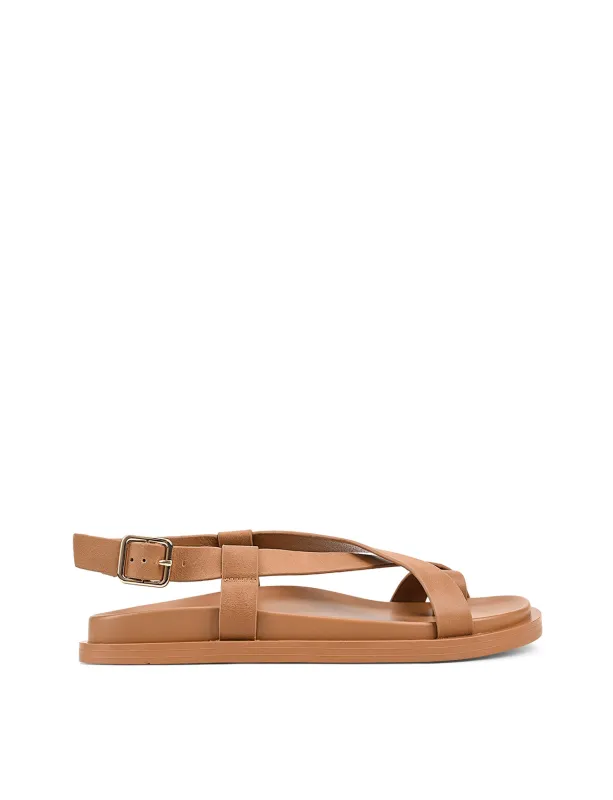 Laia Flatform Sandals - Tan Leather sold by Siren Shoes