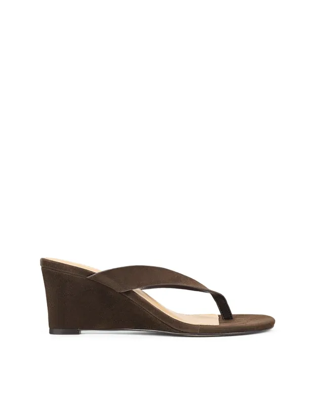 Charlize Thong Wedges - Chocolate Brown Suede sold by Siren Shoes