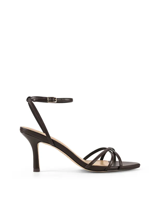 Madison Point Toe Strappy Heel - Chocolate Brown Leather sold by Siren Shoes