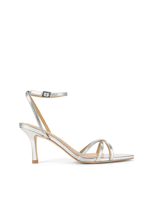 Madison Point Toe Strappy Heel - Silver Leather sold by Siren Shoes