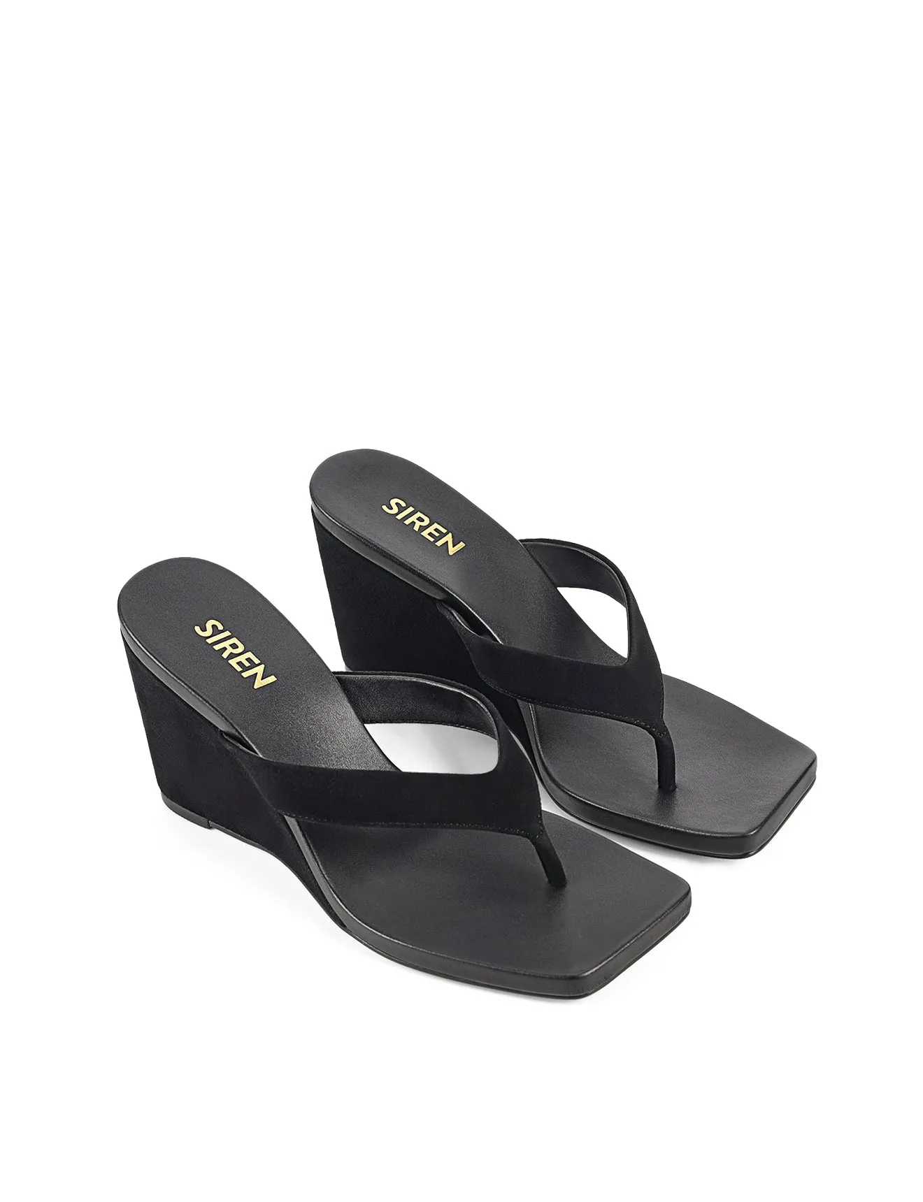 Melrose Thong Wedges - Black Suede sold by Siren Shoes product image thumbnail 2