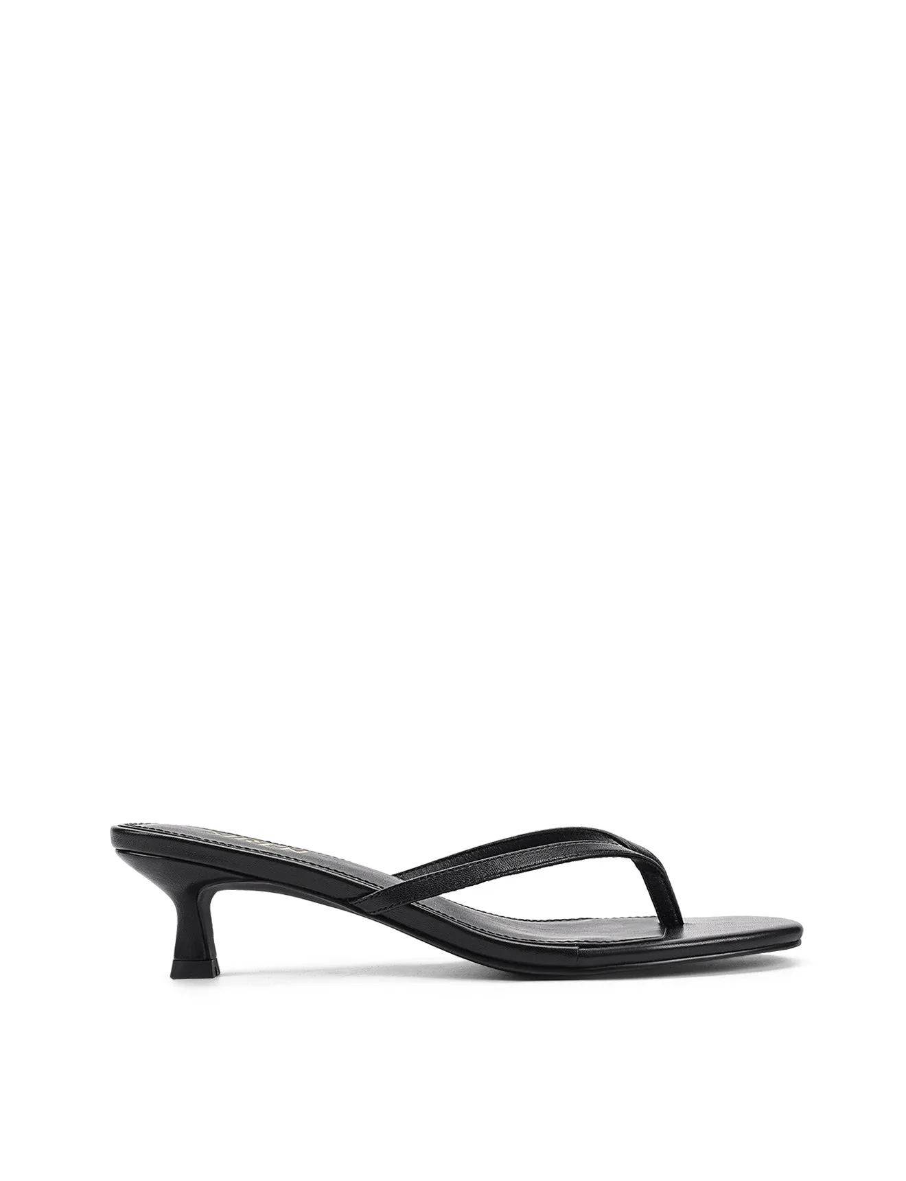 Xabi Kitten Heel Thongs - Black Leather sold by Siren Shoes