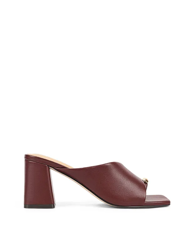 Stanton Block Heel Mules - Wine Leather made by Siren Shoes
