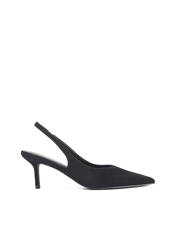 Yory Slingback Kitten Heels - Black Suede sold by Siren Shoes