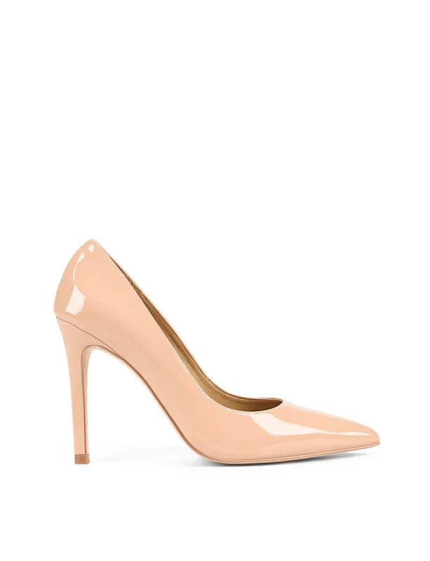 Cicely Stiletto Pumps - Seashell Nude Patent Leather made by Siren Shoes