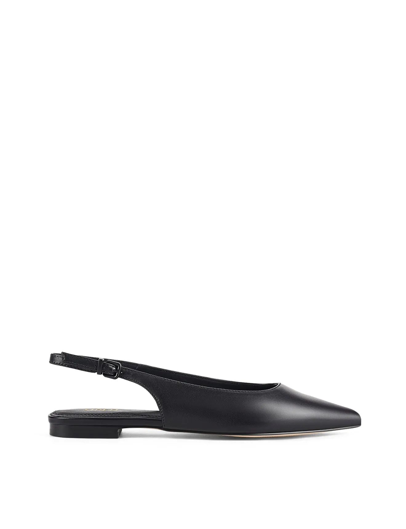 Lola Sling Back Flats - Black Leather sold by Siren Shoes