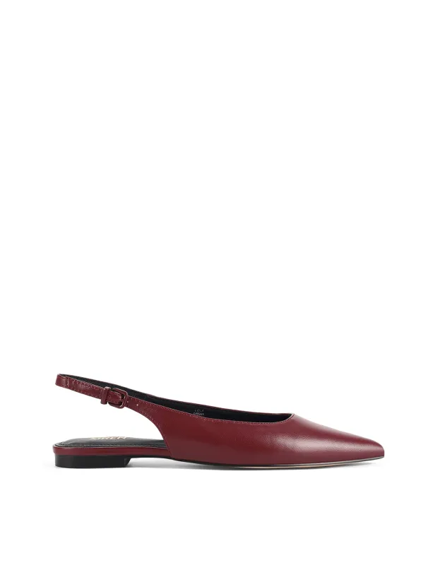Lola Sling Back Flats - Wine Leather sold by Siren Shoes