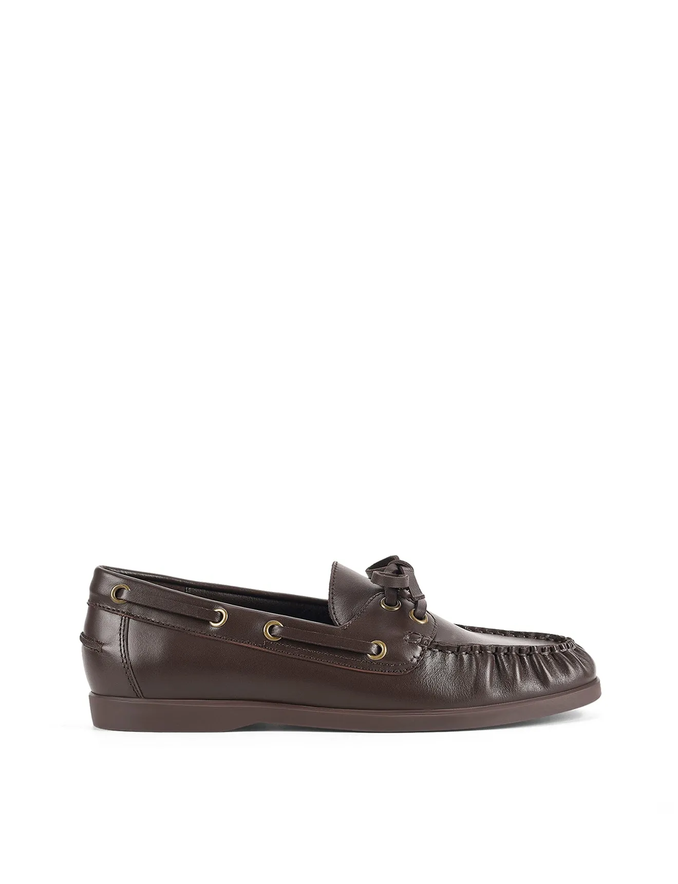 Paloma Boat Shoes - Chocolate Brown Leather sold by Siren Shoes