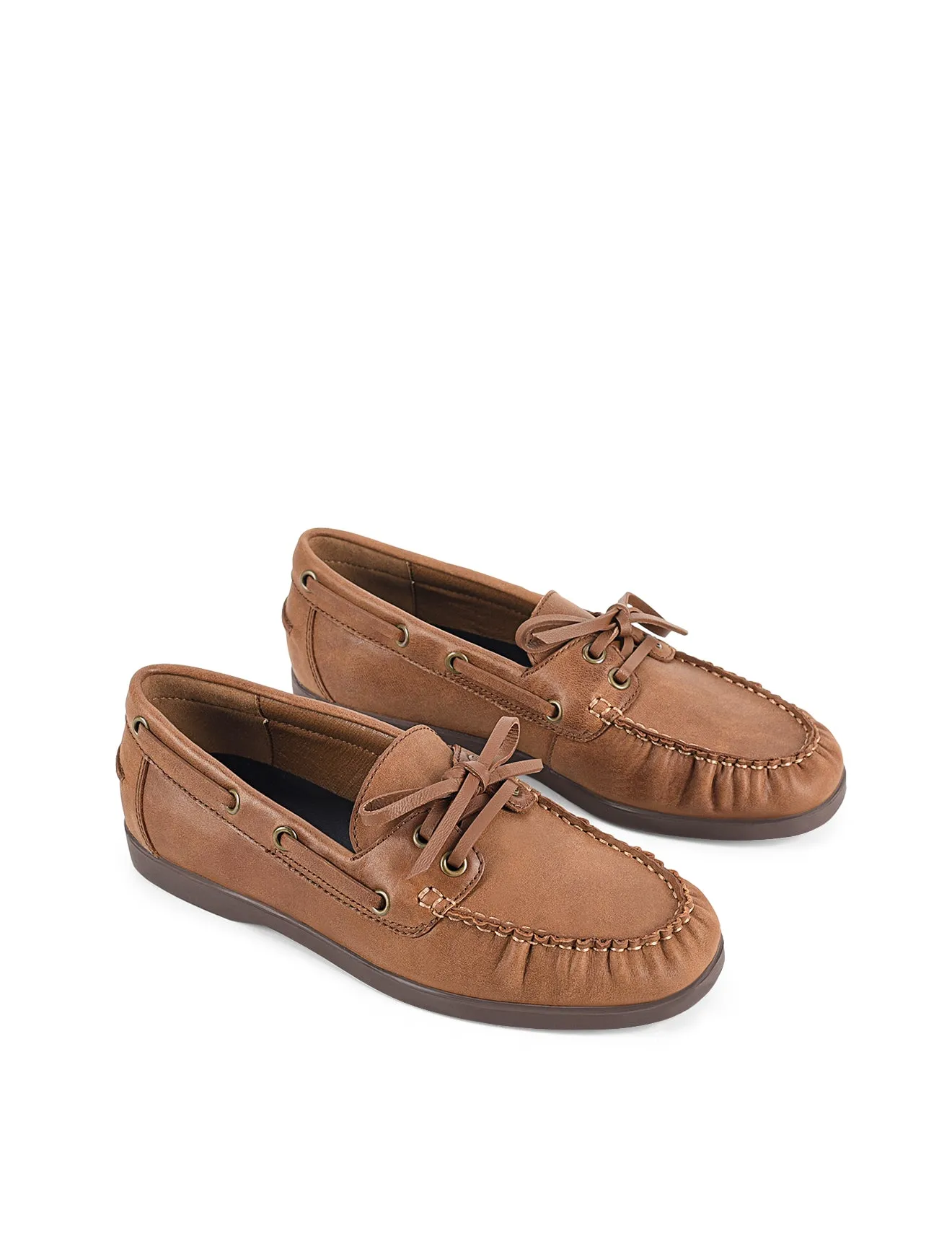 Paloma Boat Shoes - Tan Oiled Leather sold by Siren Shoes product image thumbnail 2