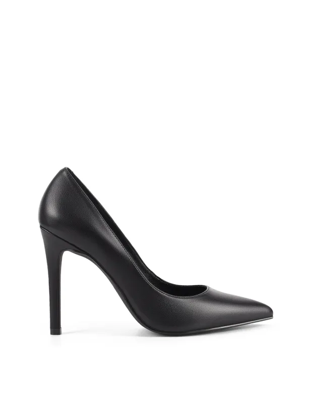 Cicely Stiletto Pumps - Black Leather made by Siren Shoes