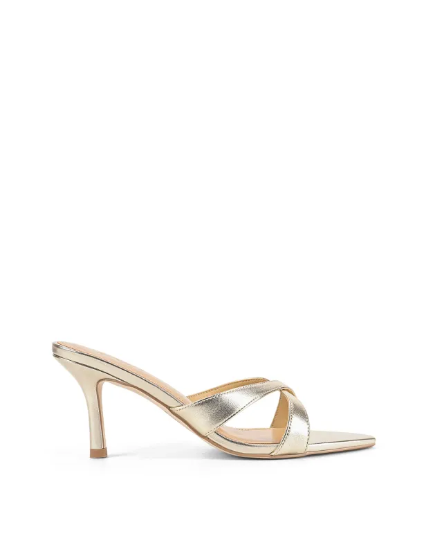 Maple Point Toe Mules - Gold Metallic Leather sold by Siren Shoes