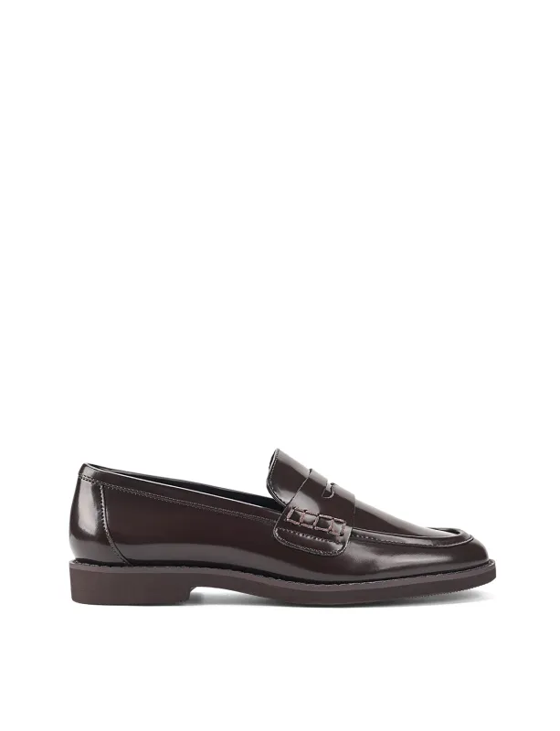 Victoria Loafers - Chocolate Brown Hi-Shine Leather made by Siren Shoes