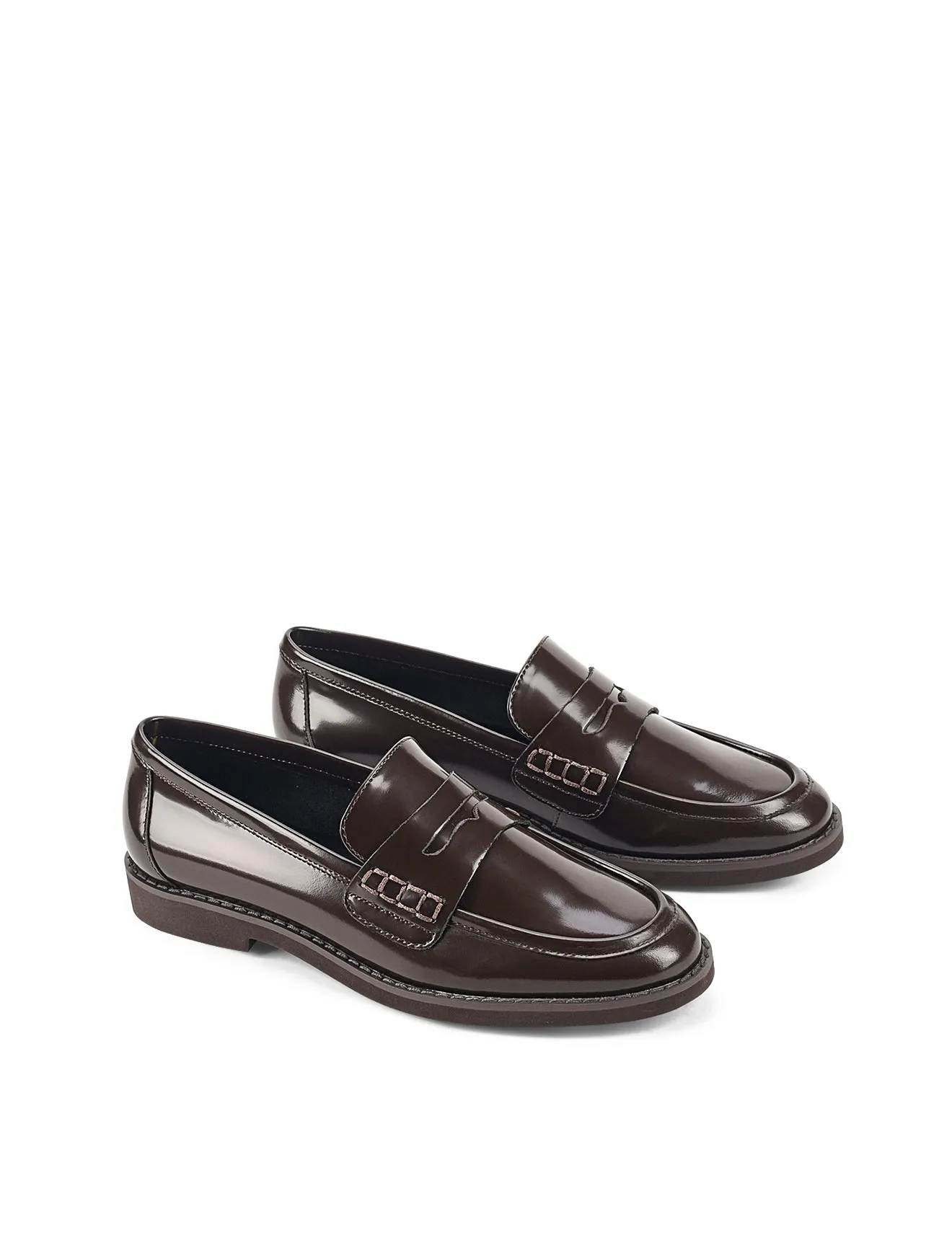Victoria Loafers - Chocolate Brown Hi-Shine Leather sold by Siren Shoes product image thumbnail 2