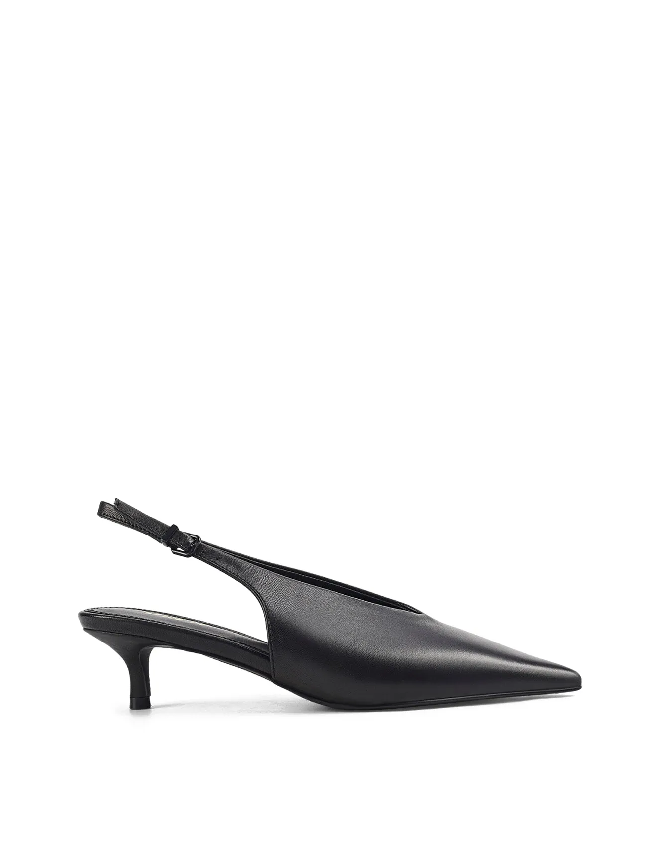 Fly Point Toe Slingbacks - Black Leather sold by Siren Shoes