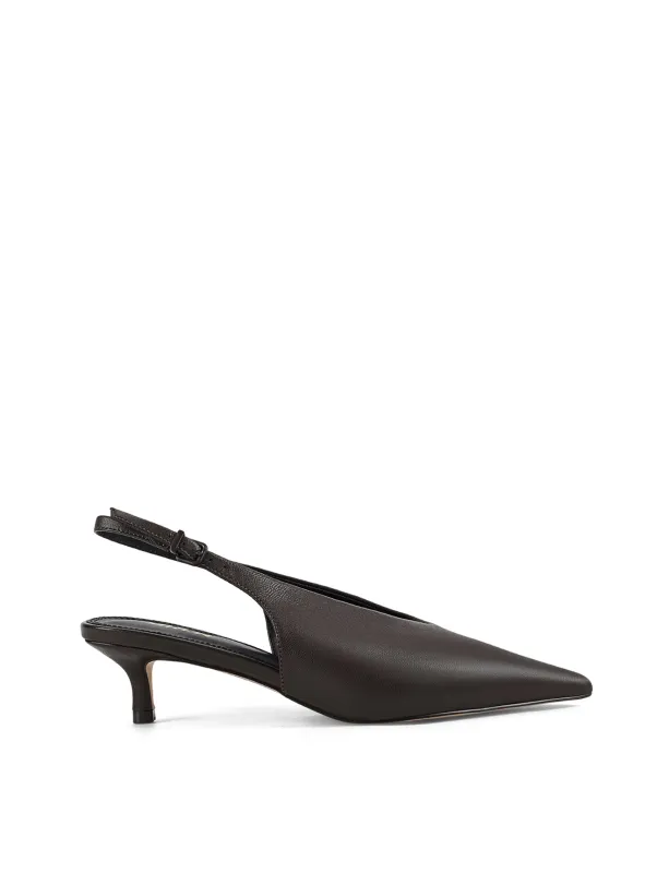 Fly Point Toe Slingbacks - Chocolate Brown Leather sold by Siren Shoes