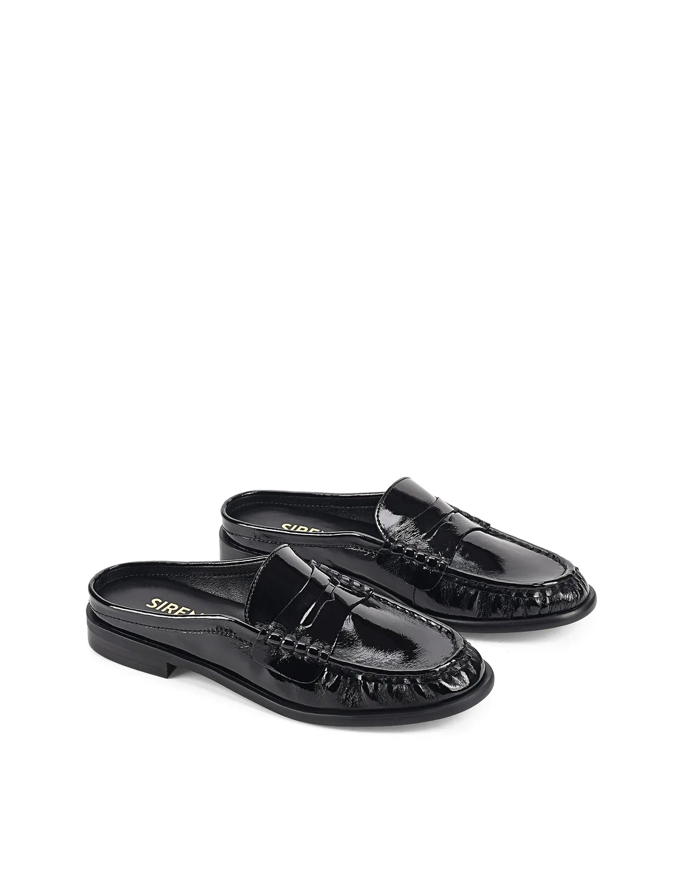 Parker Loafer Mules - Black Crinkle Patent Leather sold by Siren Shoes product image thumbnail 2