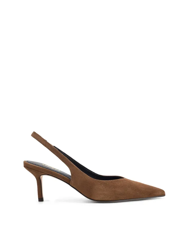 Yory Slingback Kitten Heels - Toffee Brown Suede sold by Siren Shoes