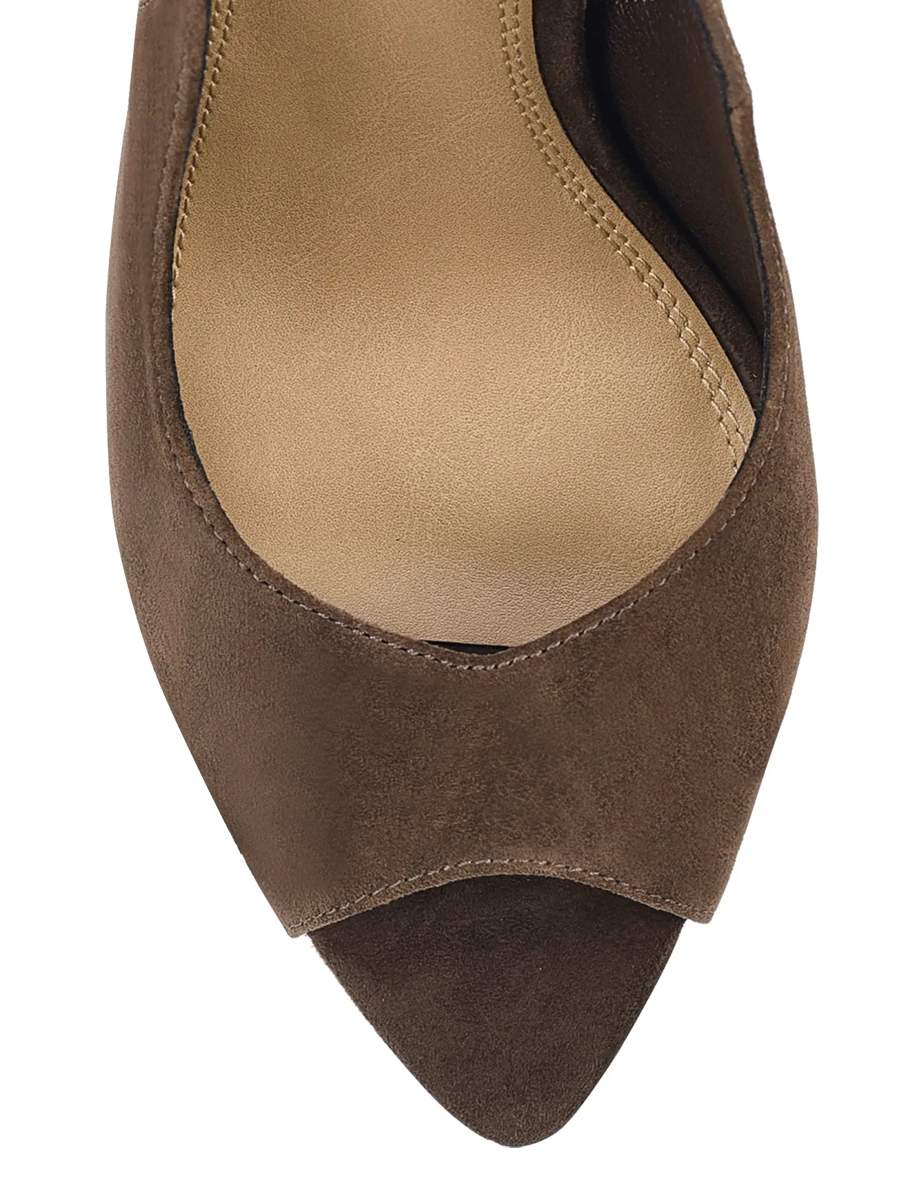 Zola Peep Toe Heels - Chocolate Brown Suede sold by Siren Shoes product image thumbnail 4