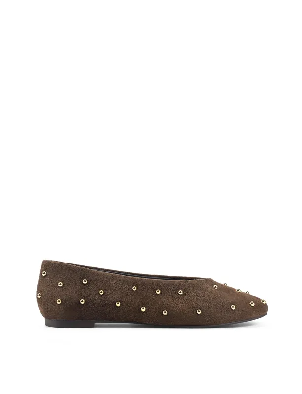 Tamsin Ballet Flats - Chocolate Brown Suede sold by Siren Shoes