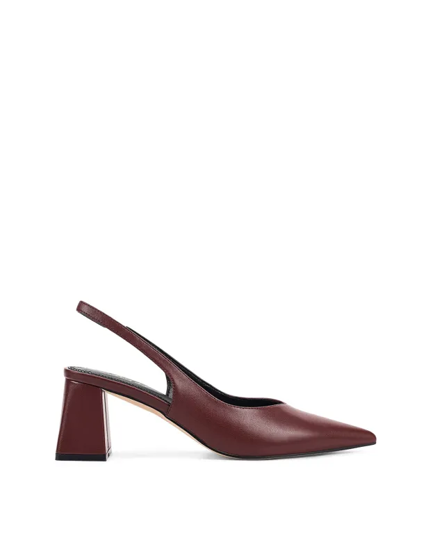 Yankee Slingback Block Heel - Wine Leather made by Siren Shoes