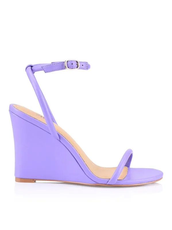 Bebe Wedge Sandals - Lilac Leather sold by Siren Shoes