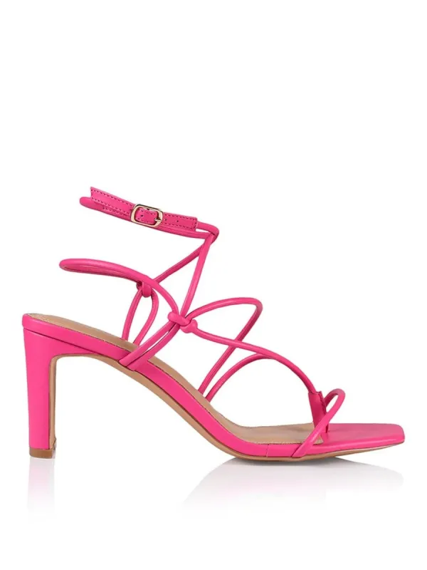 Kilby Block Heel Sandals - Hot Pink Leather sold by Siren Shoes