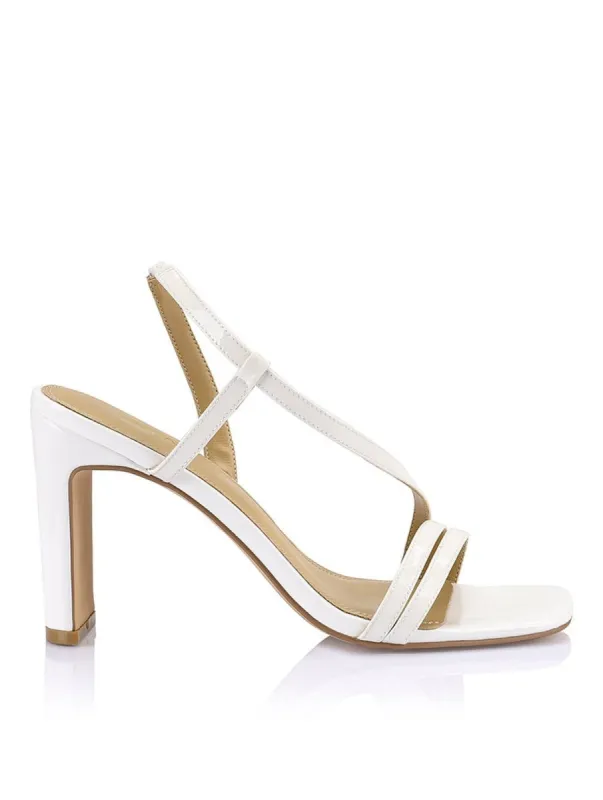 Kamino Heeled Sandals - Chalk Patent Leather sold by Siren Shoes