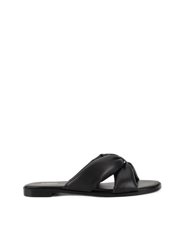 Madeline Flat Slides - Black Leather sold by Siren Shoes