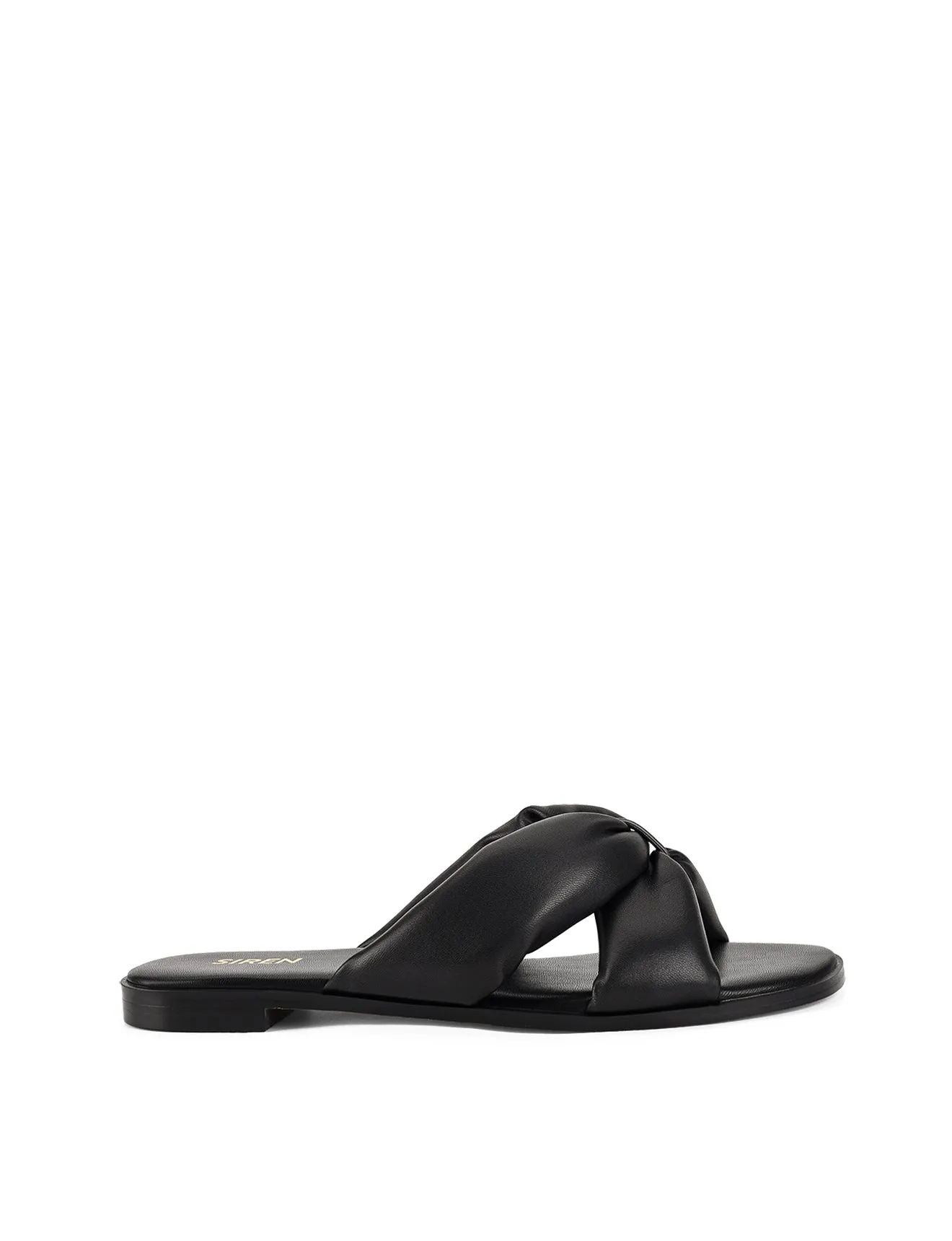 Madeline Flat Slides - Black Leather sold by Siren Shoes