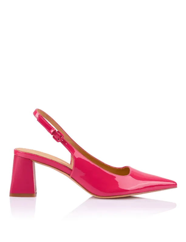 Yarra Pointed Toe Slingbacks - Raspberry Patent Leather sold by Siren Shoes